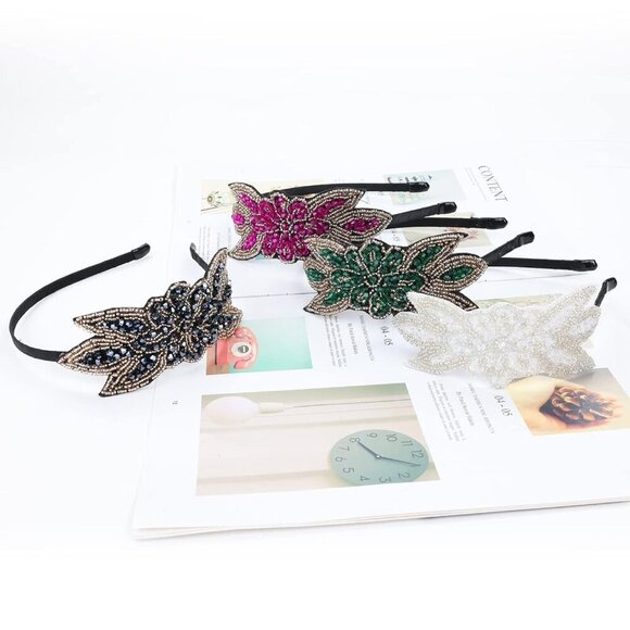 Multi Color Beaded Flower Headbands Elastic Hair Hoops Women Girls Accessories main image 6